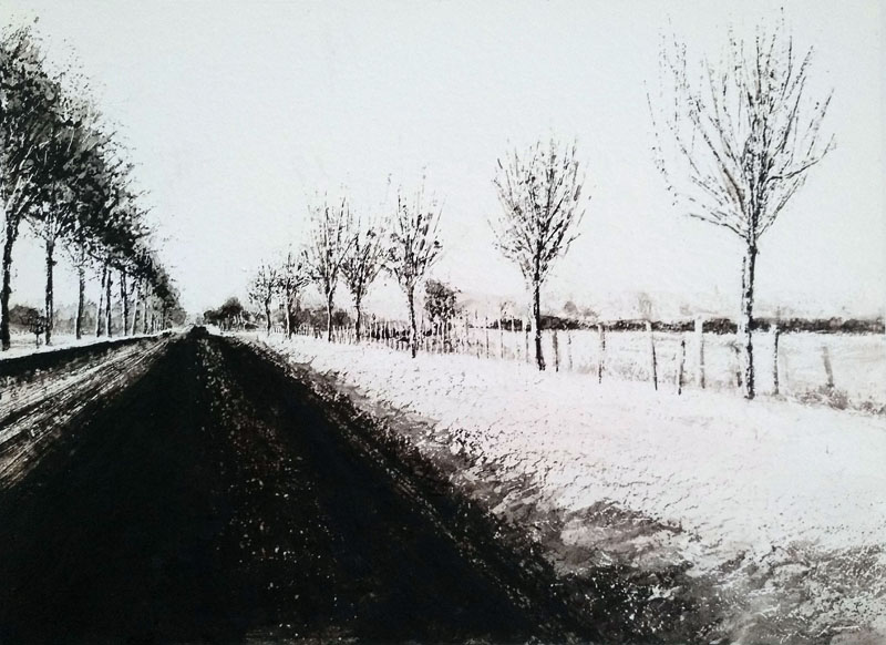 Judith Marin Lulu peinture vinylique et pigments noir et blanc sur toile