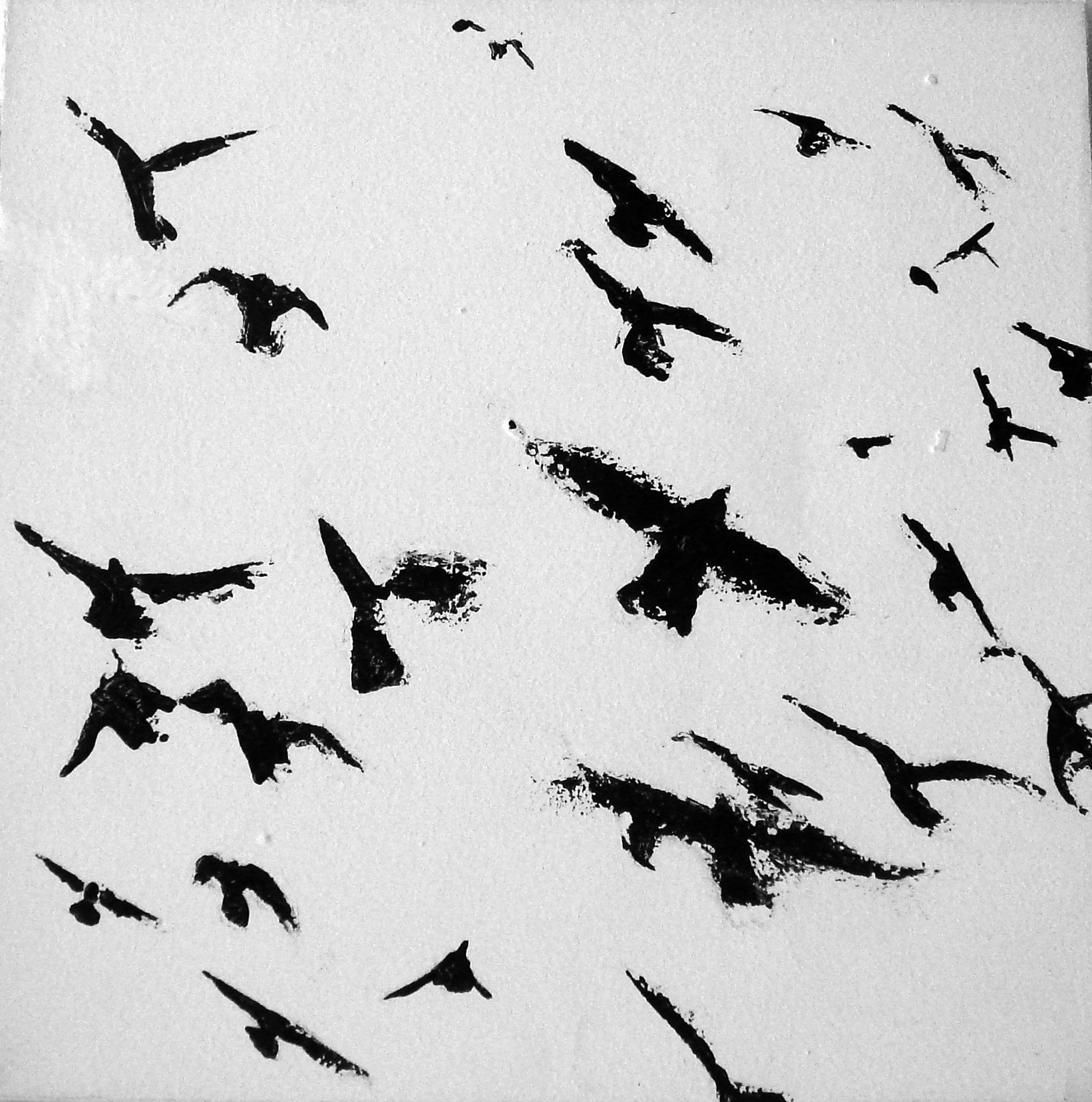 Judith Marin Oiseaux peinture acrylique sur toile noir et blanc