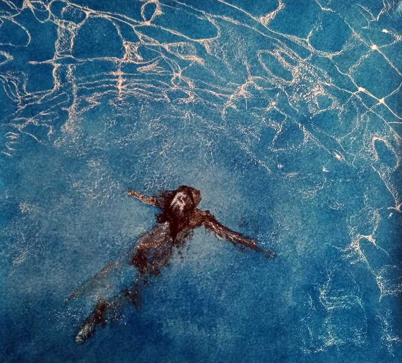 Bleu de Marianne - Judith Marin, 2021, peinture vinylique sur toile et pigments, 58x63cm